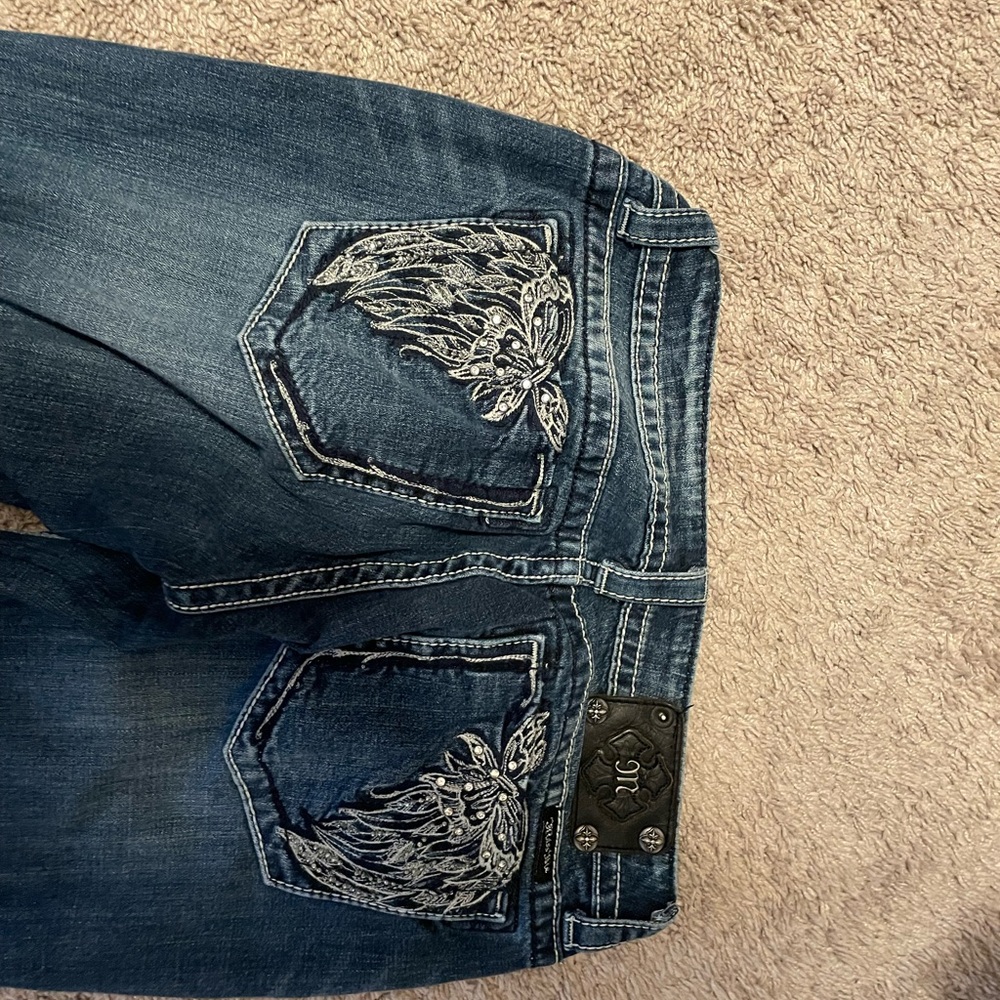Miss Me Women's Boot Cut Jeans - Blue with Silver Accents